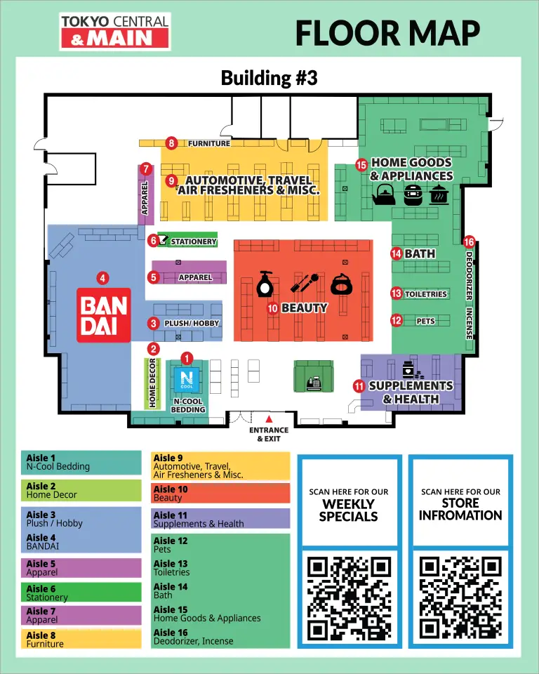 San Diego floor map — aisle guide